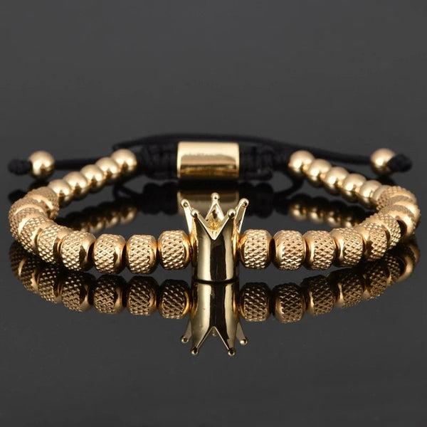 King Luxury Crown Men Bracelet 316L Stainless Steel Bracelet Banlge Titanium Steel Gold Color Bracelet Adjust Size Men Jewelry Gift