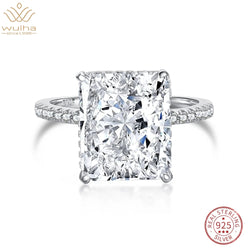 Real 925 Sterling Silver Crushed Ice Radiant Cut 8CT White Sapphire Synthetic Moissanite Ring for Women Gift Drop Shipping